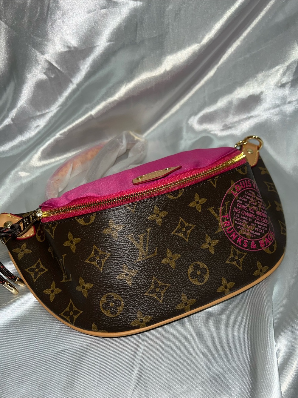 Inspired Monogram Crossbody Bag with Pink Top